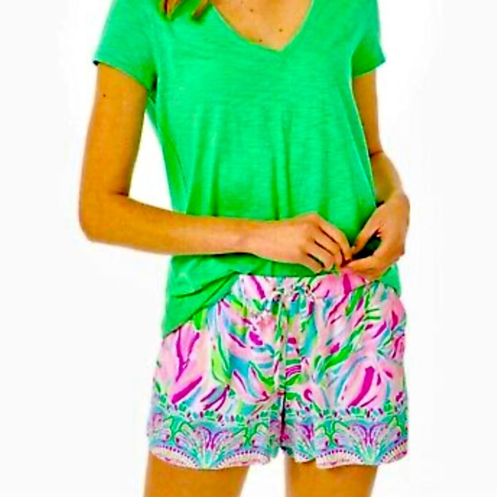 Lilly Pulitzer Katia Shorts Sz S Croc My World Pink Floral Pockets